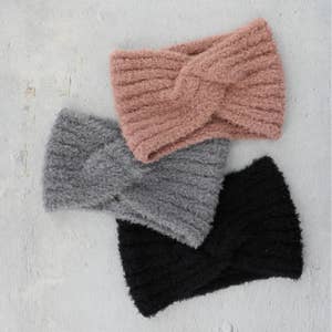 Leto Wholesale Headwraps - Order Fuzzy Pastel Yarn Knit Headwrap