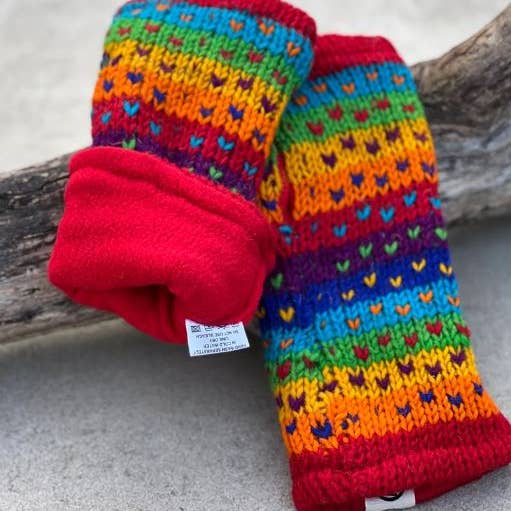 Lungta Imports - Wholesale Gloves - Women's - Woolen Hand Knit Fingerless Fleece Lined Gloves, Hand Warmer2