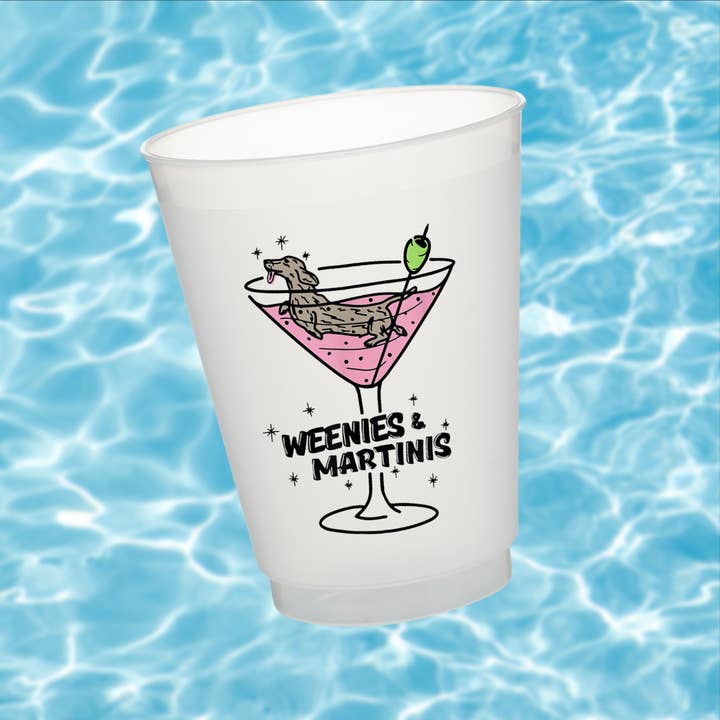 Electric Feels Company - Venta al por mayor Taza desechable - Vasos helados Weenies and Tinis Party | Set de 10 vasos de 16 onzas