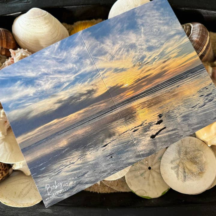 Coastal Sunset Reflection Greeting Card, Washington Beach for wholesale by Berkey Images