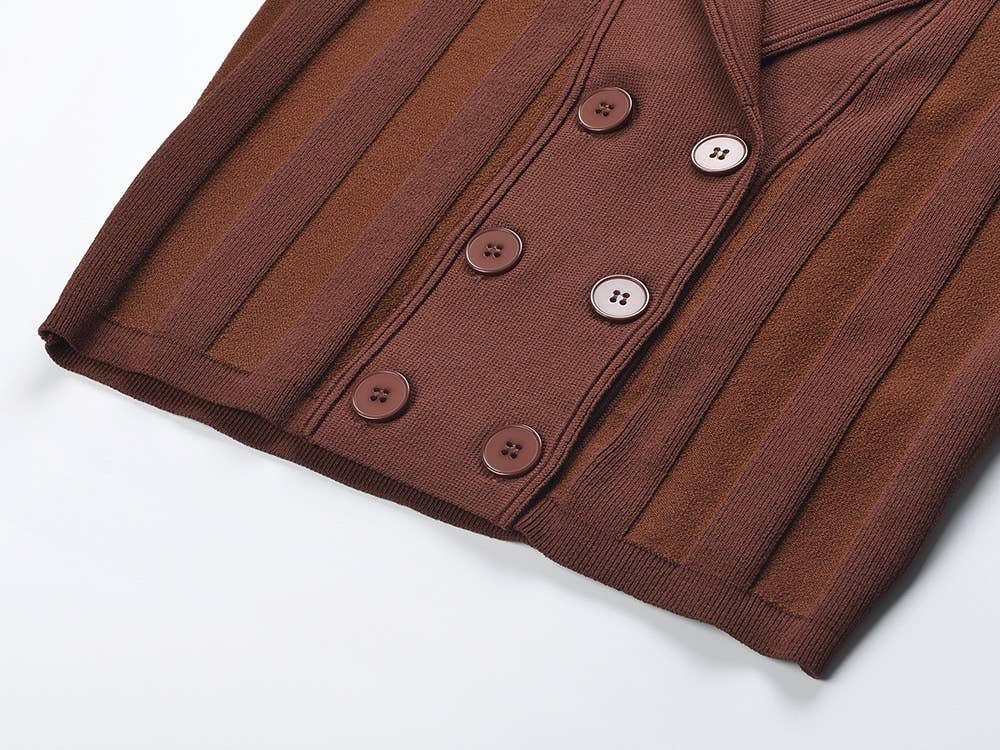 Color as pictures SET227 Tailored Knit Vest & Pleated Skirt Set – Fall Edit for wholesale on Faire6