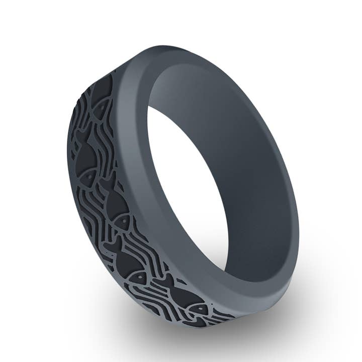 Fish Ocean Silicone Beveled Ring for wholesale by Wildfire Ring
