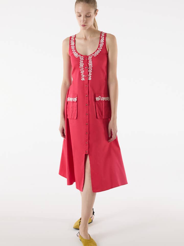 Leyba Maxi Dress - Red for wholesale by MADE IN STUDIO
