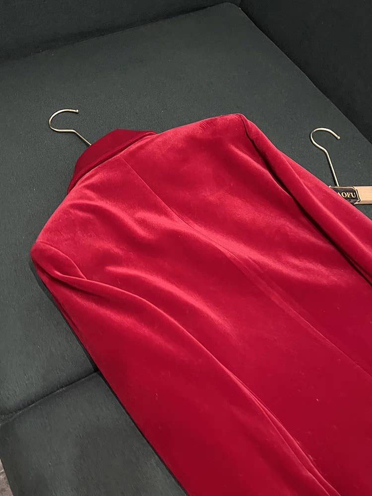 Sanyao Fashion – Engroshandel Habitter – til kvinder – SY517Y Fløjl Skræddersyet Jakkesæt til Kvinder – Blazer & Bukser10