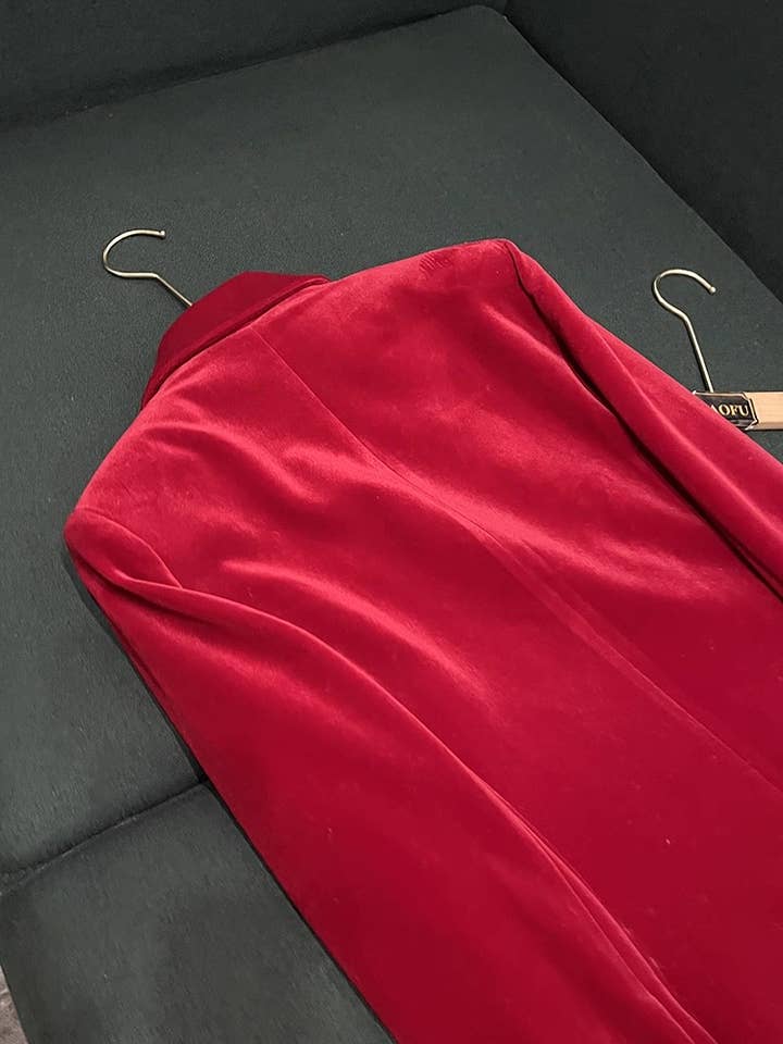 Sanyao Fashion – Engroshandel Habitter – til kvinder – SY517Y Fløjl Skræddersyet Jakkesæt til Kvinder – Blazer & Bukser10