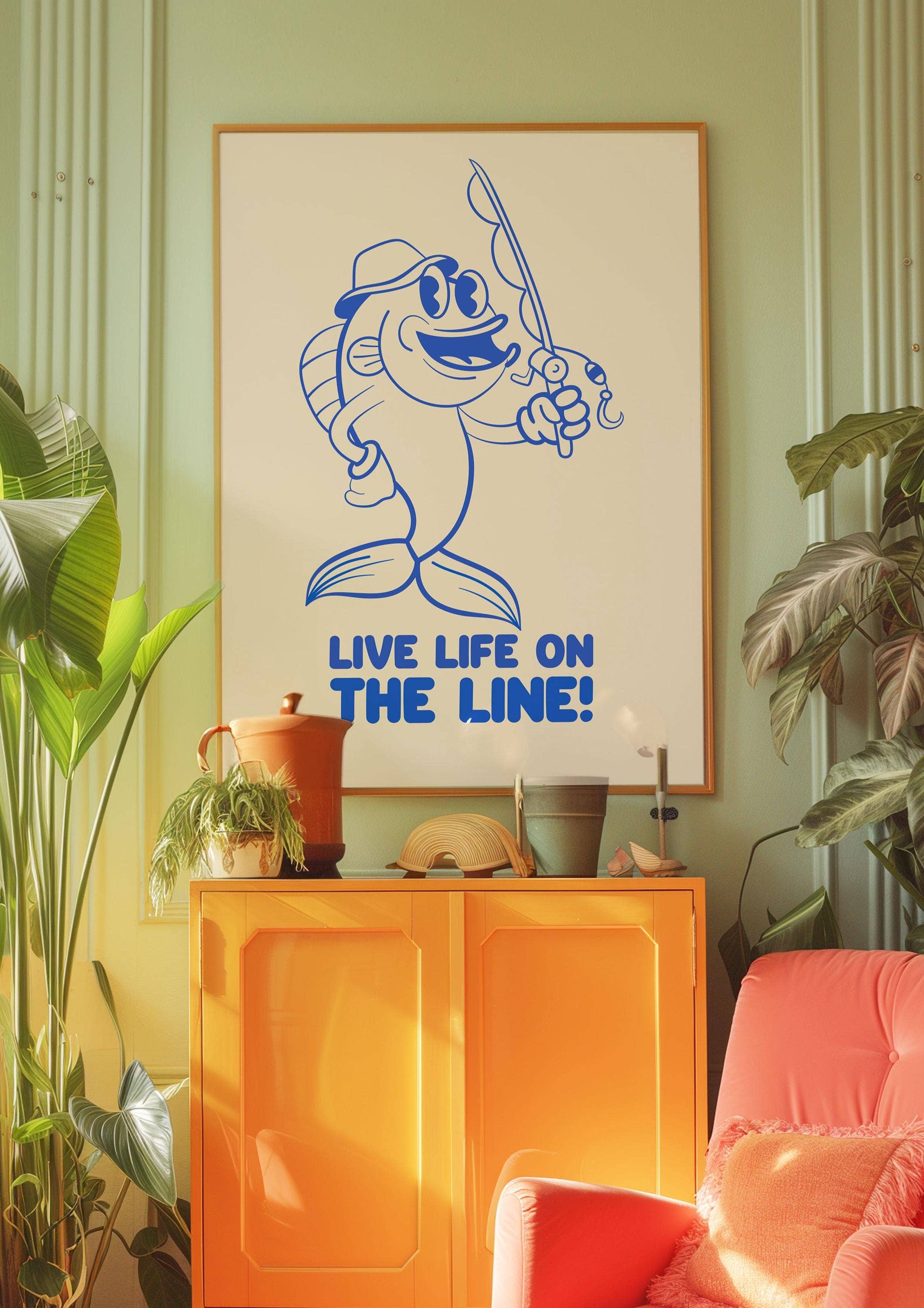 Hound & Fox Print Co – wholesale Art print – Retro Fishing Cartoon Art Print: Funny Angler Illustration7