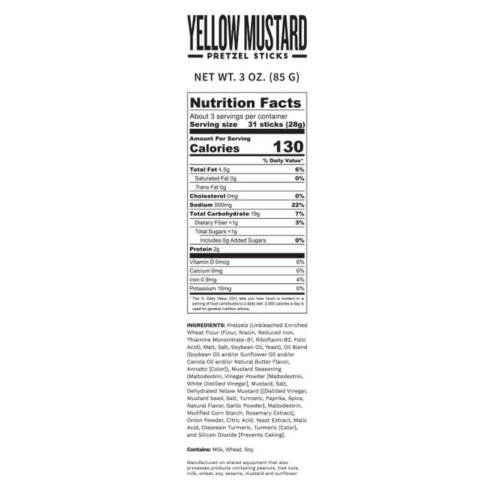 Pop Daddy Snacks - Wholesale Pretzels - Pop Daddy – Yellow Mustard Seasoned Pretzels 3.0oz