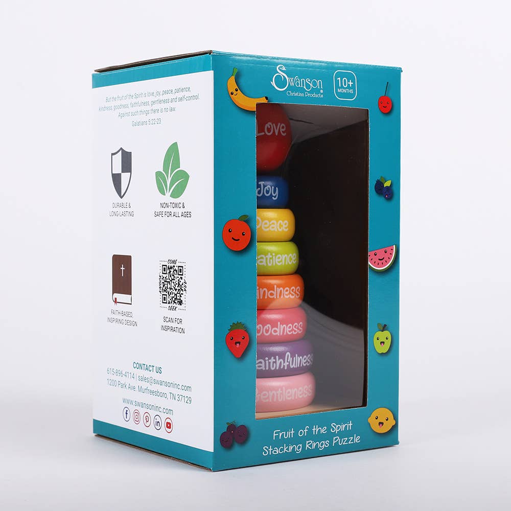 Swanson Christian Products - Wholesale Wood Toy - Kids - Wooden Puzzle - Stacking Rings - Fruit of the Spirit3