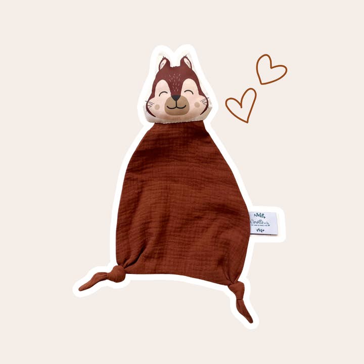 Doudou Egern i dobbelt gaze brun toffee for engroshandel hos Carotte & Cie