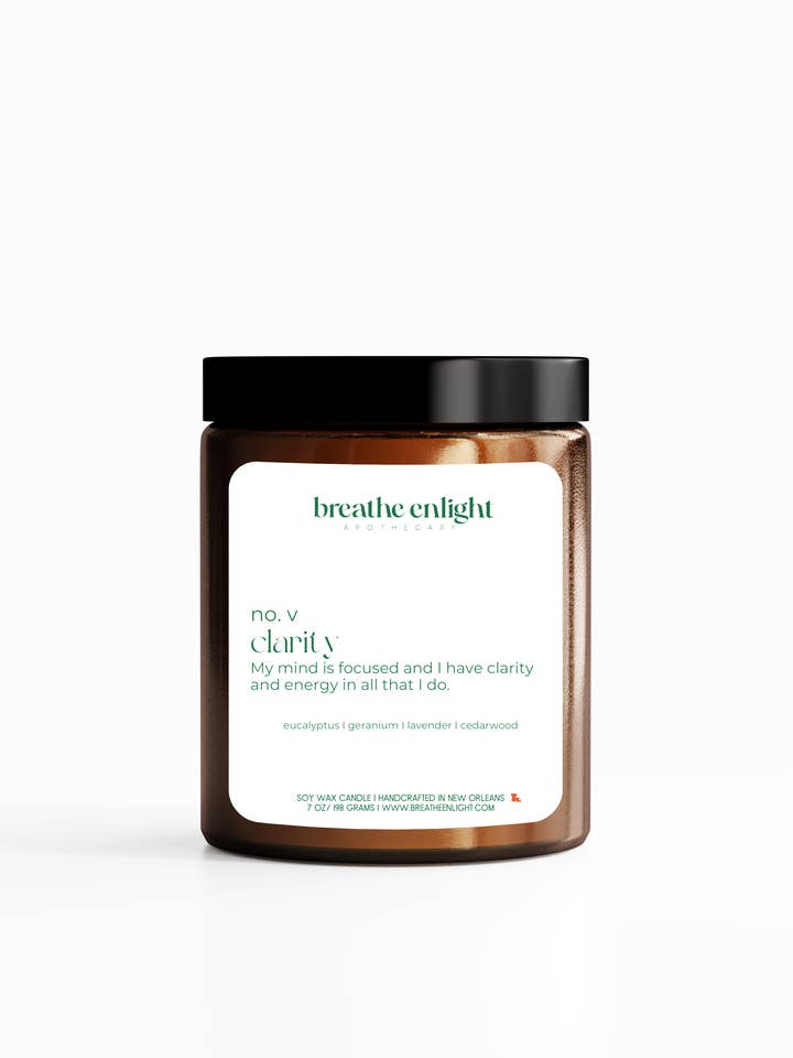 Candela di soia Clarity Affirmation - Foglia di cedro e lavanda • 7 oz per la vendita all'ingrosso da parte di Breathe Enlight Apothecary