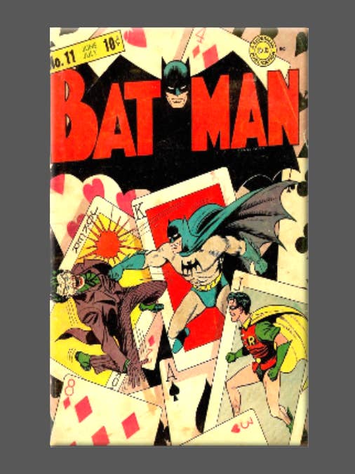 Imán, botón o espejo rectangular de 2 x 3 pulgadas con diseño de Batman y Joker, cómic No. 11 para venta al por mayor de Ba Ba Buttons