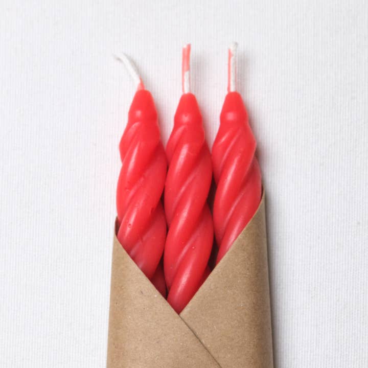 Cave Glow Studio - Wholesale Tapered Candle/Candlestick - Red Apple Beeswax Taper Candles Set of 3