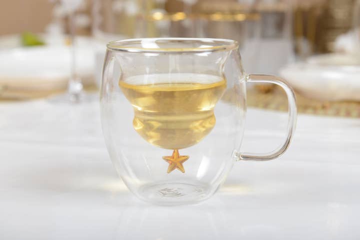 AULICA - Vendita all'ingrosso Tazza - Set di 2 tazze doppio vetro con stella dorata da 250 ml2