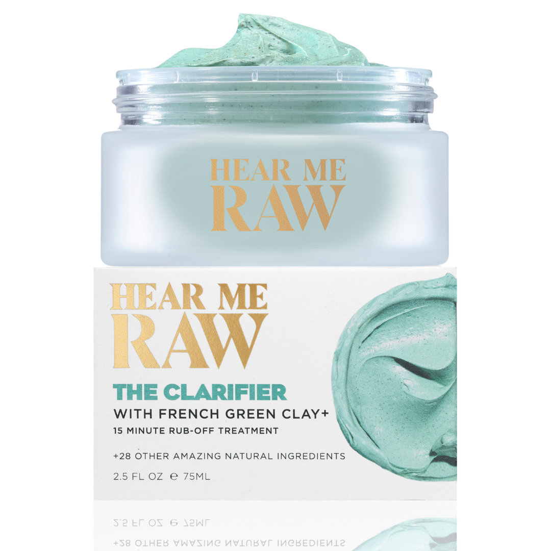 HEAR ME RAW - Wholesale Skincare Face Mask - The Clarifier with French Green Clay Jar + Pod - 2.5 fl oz8