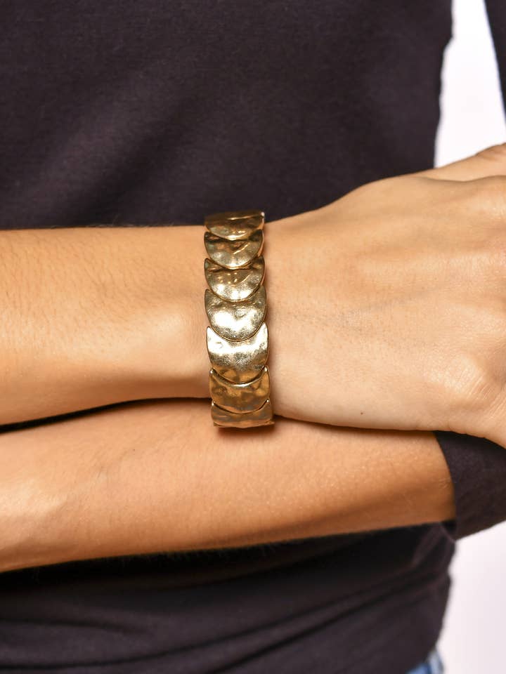 SALE!! Burnished Gold Crescent Stretch Bracelet for wholesale by West & Co.