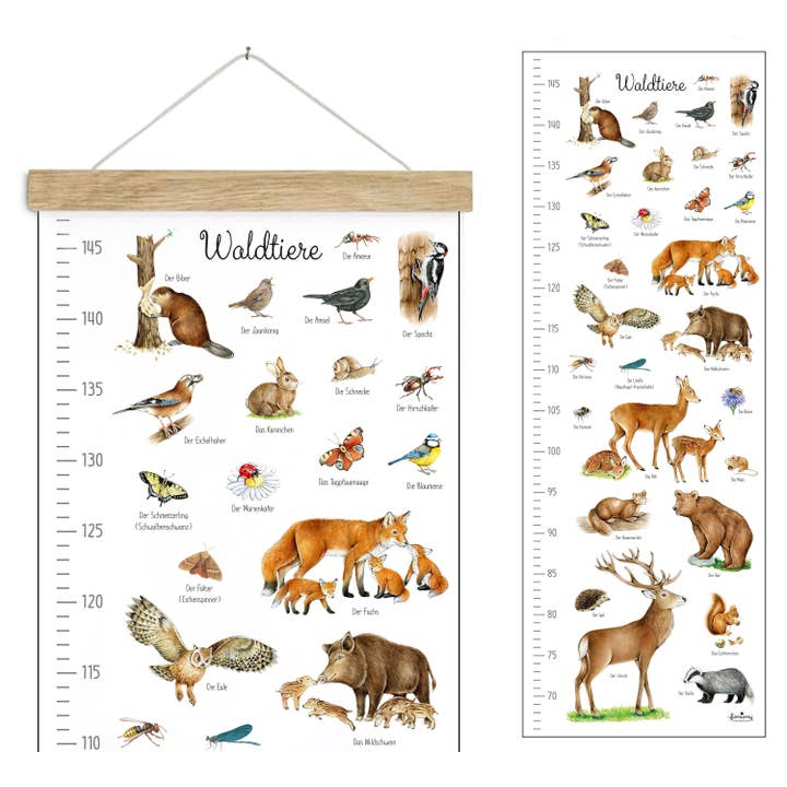 MESSLEISTE WALDTIERE WEIß 29,7 x 84 cm ungerahmt für den Großhandel von fioniony®