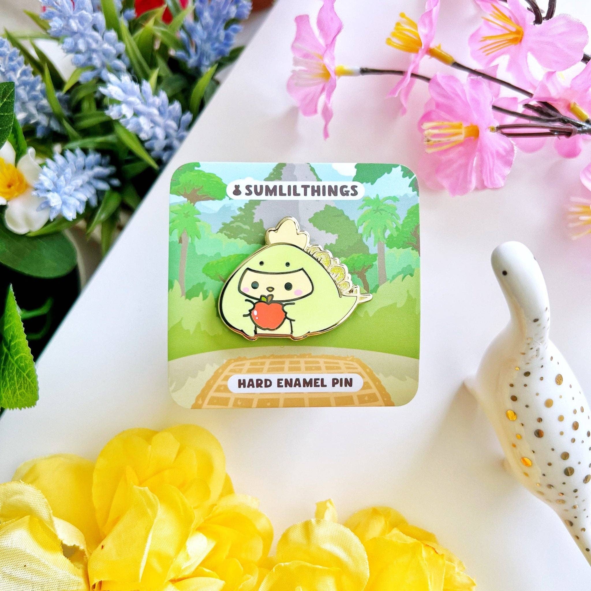 SumLilThings - Wholesale Lapel Pin/Button - Enamel Pin - Lil' Stegosaurus Cockatiel0