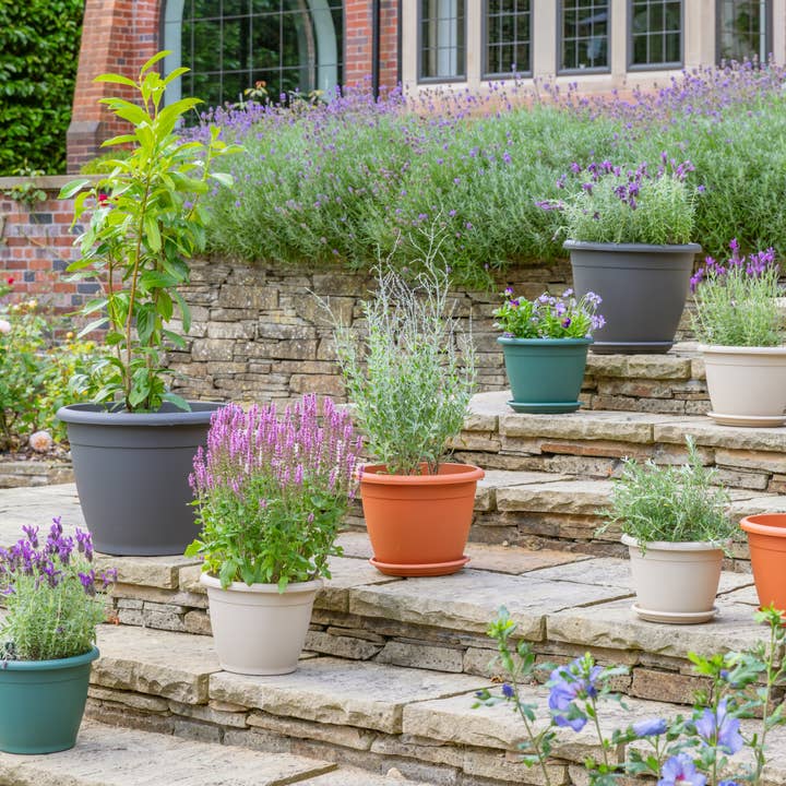 Outdoor Recycled Plastic Naxos Planter (D25-30cm) for wholesale by Ivyline