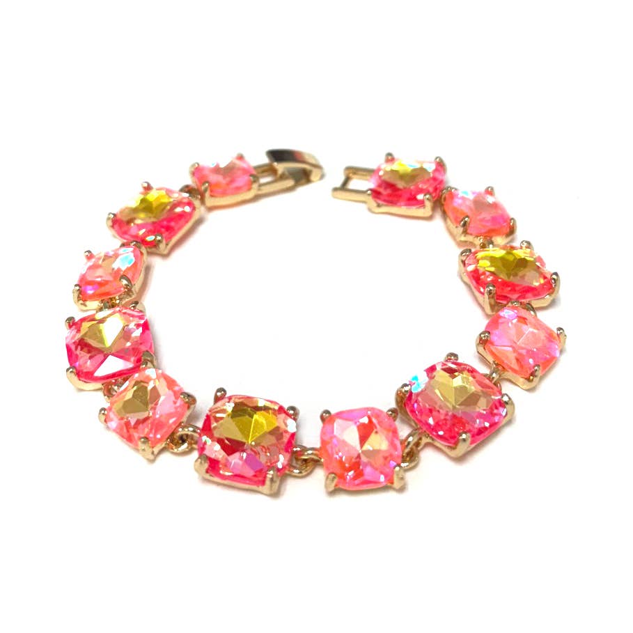 StarryNYC - Wholesale Link & Chain Bracelet - Cushion Cut Glass Crystal Linked Station Bracelet18