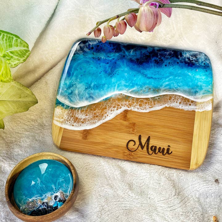 TBM Creations LLC - Wholesale Cheese Board - NEW | MAUI Ocean Charcuterie board Maui made| Serving board8