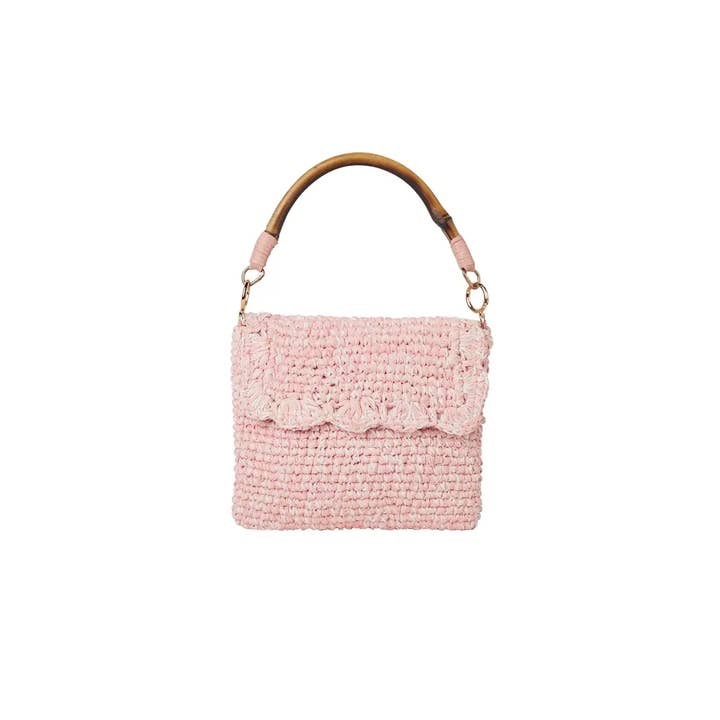 Sabrina Rafia Top Handle Bag with Interchangeable Handles for wholesale by Sarah Stewart