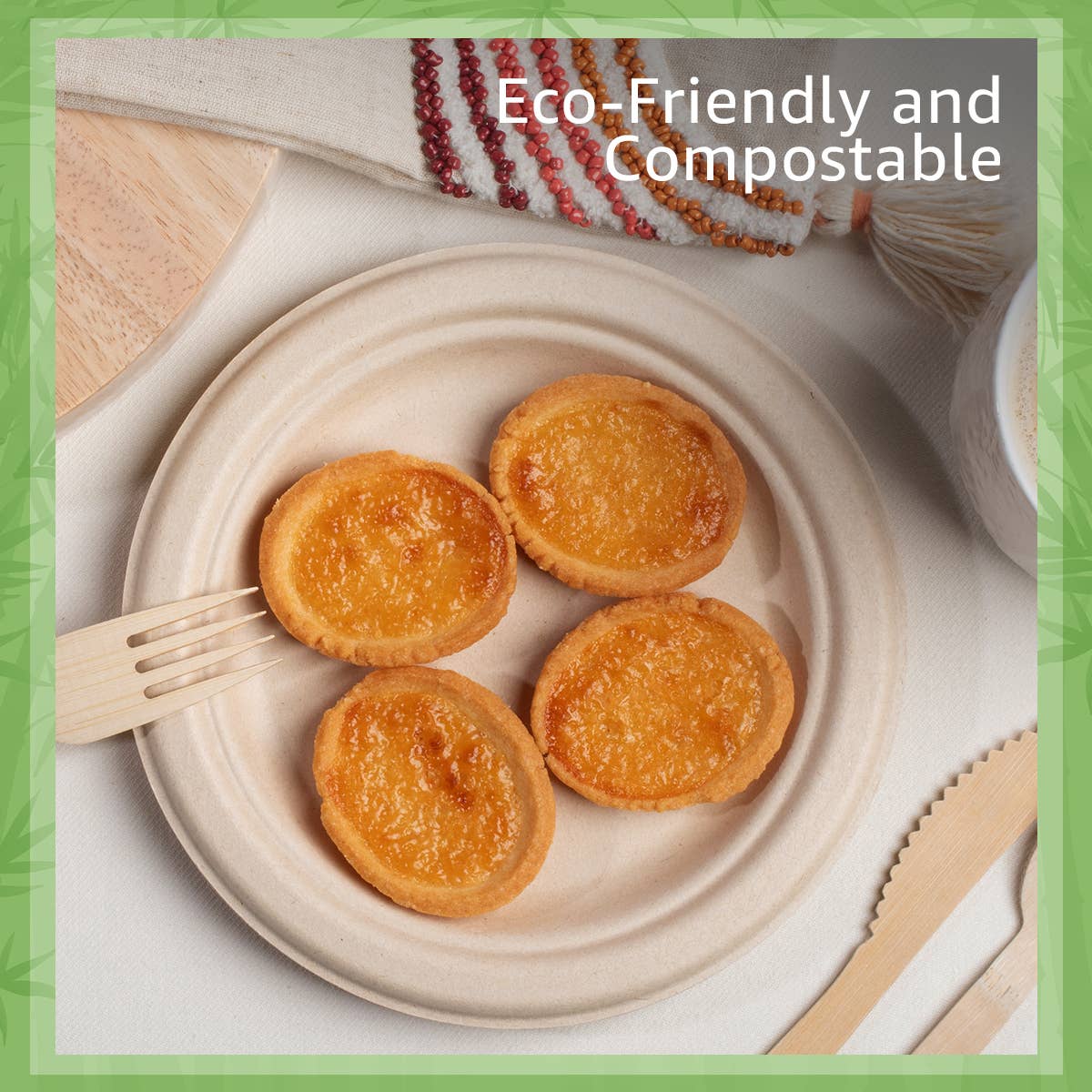 Ibambo - Vente Assiette jetable - Assiettes en carton jetables en bambou Ibambo, 7 pouces, paquet de 1255