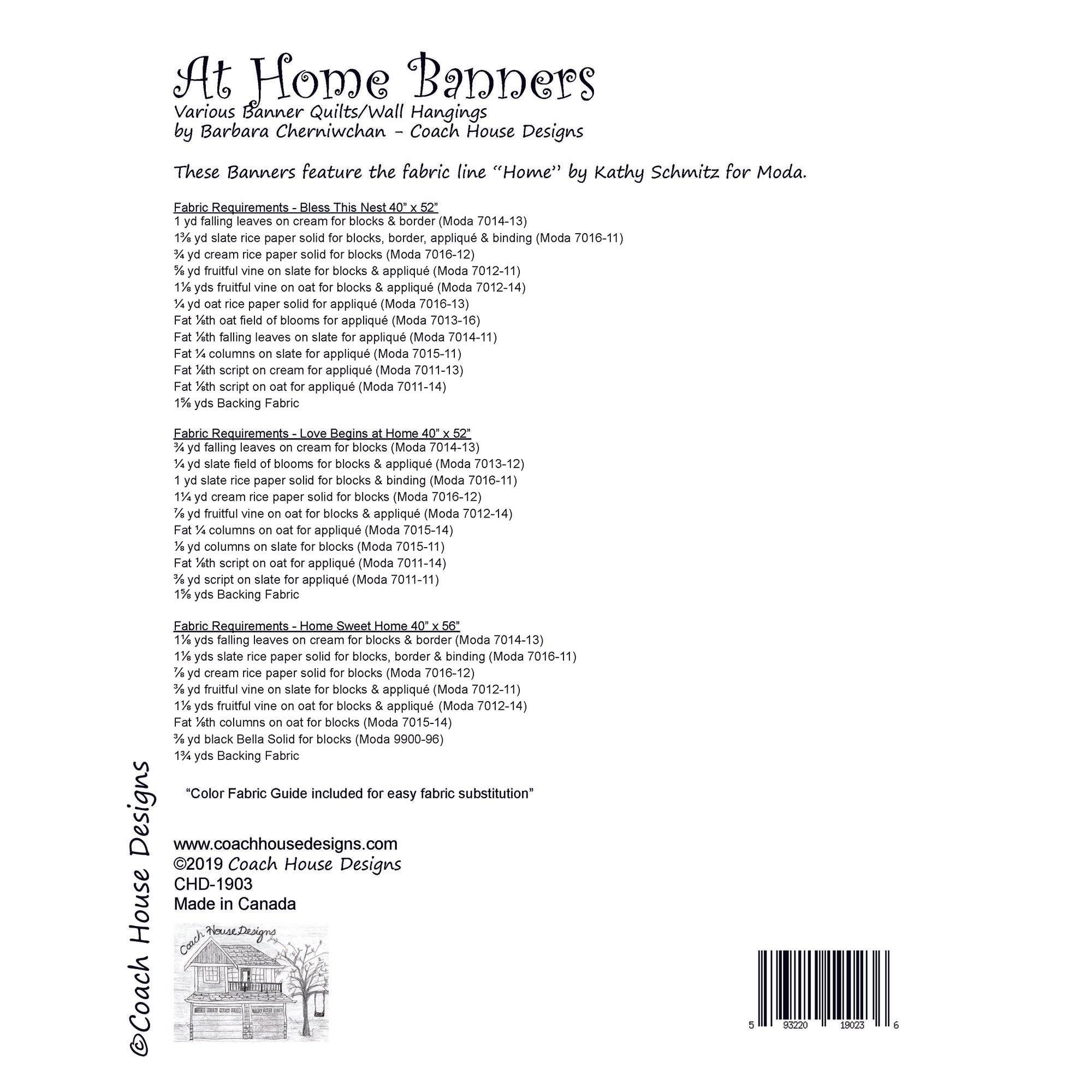 Coach House Designs - Wholesale Craft Sewing Kit - At Home Banners Wholesale Quilt Pattern7