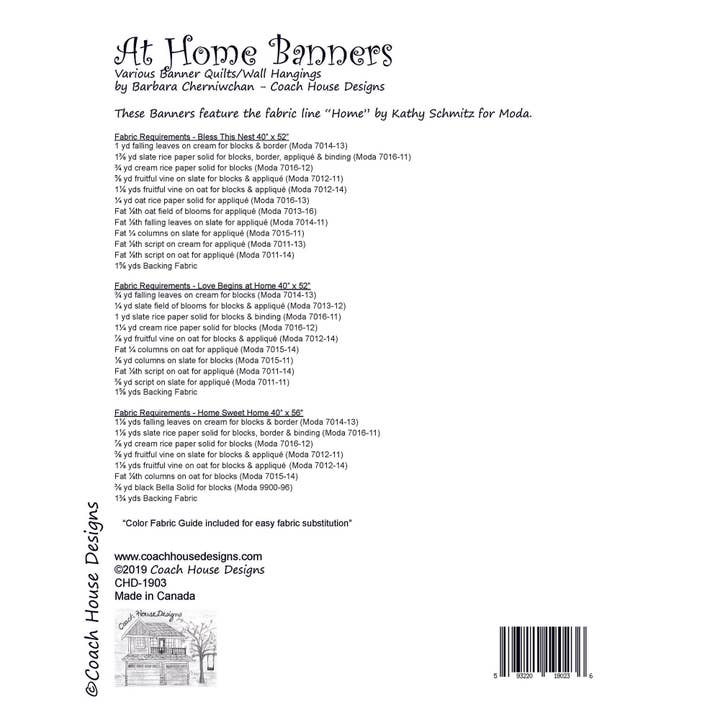 Coach House Designs - Wholesale Craft Sewing Kit - At Home Banners Wholesale Quilt Pattern7