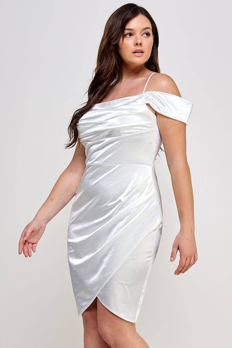 ARA USA – wholesale Dress – Women's – 6785 (Plus Size Off shoulder Shirring Satin Dress)9