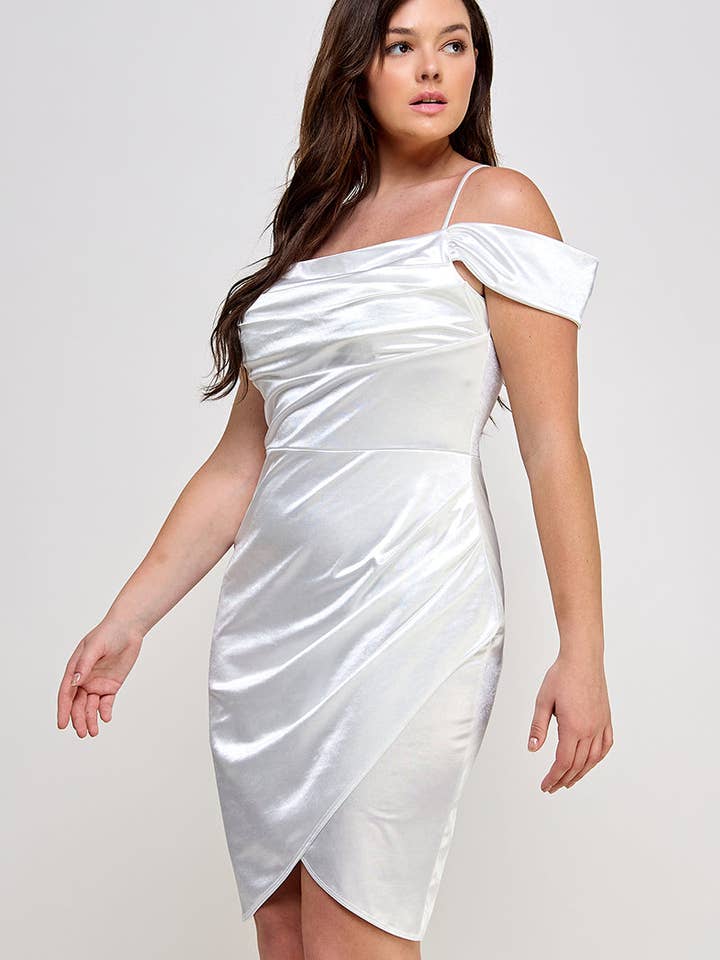 ARA USA – wholesale Dress – Women's – 6785 (Plus Size Off shoulder Shirring Satin Dress)9