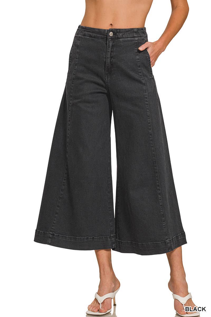 Vanilla Monkey - Wholesale Pants - Women's - High Rise Cropped Gaucho Denim0