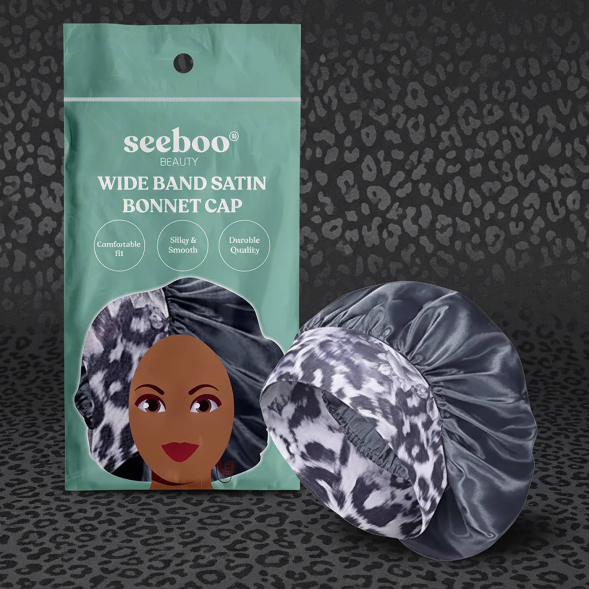seeboo - Wholesale Sleep Cap / Bonnet - Women's - Wide Band Satin Bonnet Cap - Gray