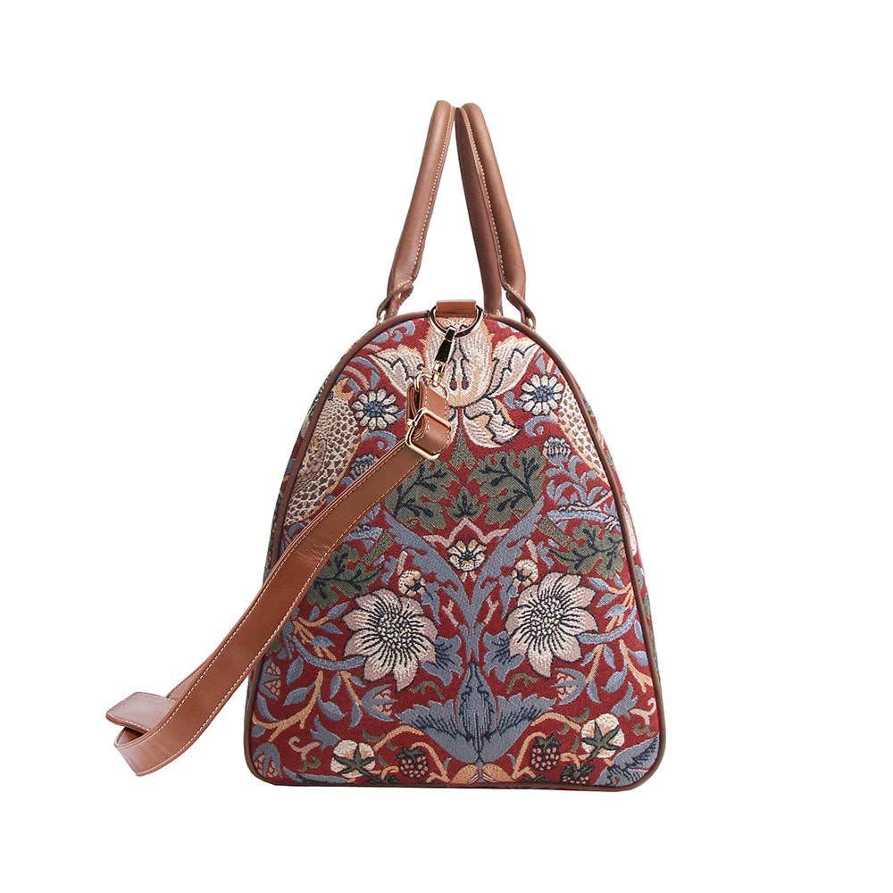 Signare Tapestry - Wholesale Weekender Bag - Unisex - William Morris Strawberry Thief Red - Big Holdall Bag4