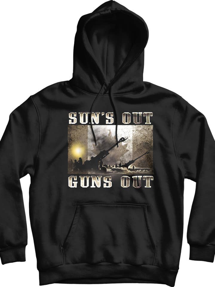 Suns Out Guns Out Artillery Hoodie for wholesale by Canada for Victory