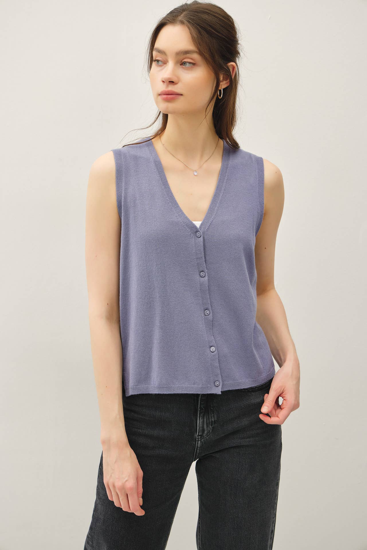 Be Cool - Wholesale Sweater Vest - Women's - BOXY CUT BUTTON UP V-NECK SWEATER VEST 15