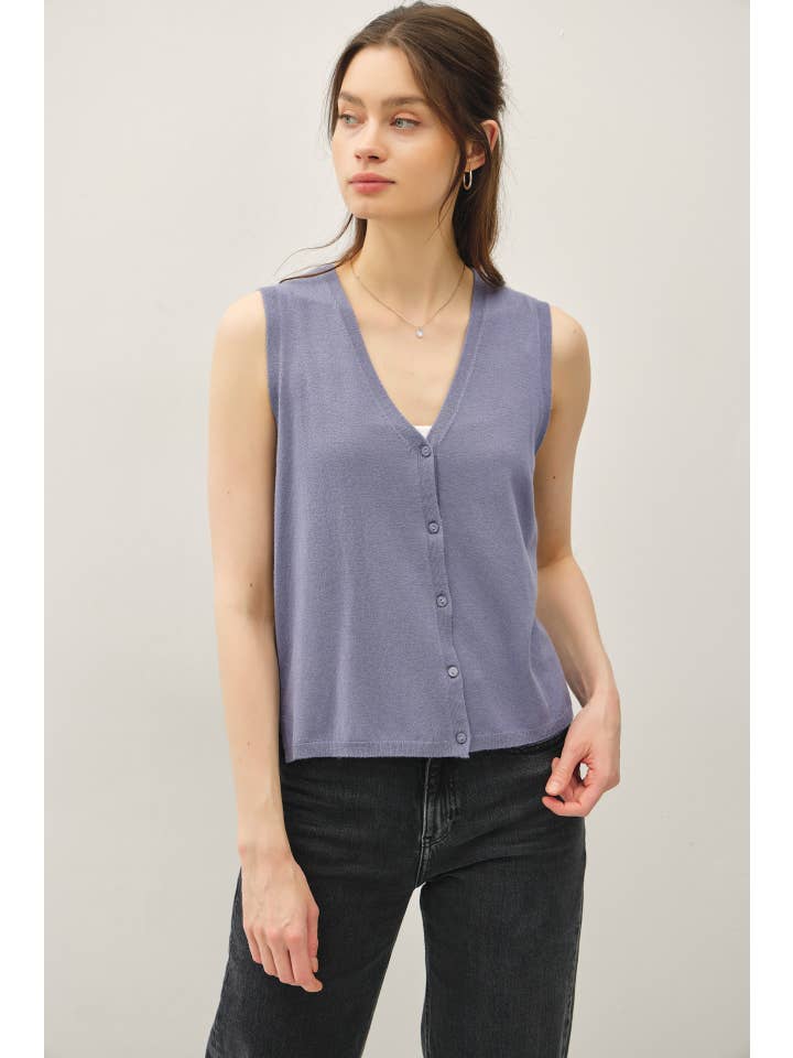 Be Cool - Wholesale Sweater Vest - Women's - BOXY CUT BUTTON UP V-NECK SWEATER VEST 15
