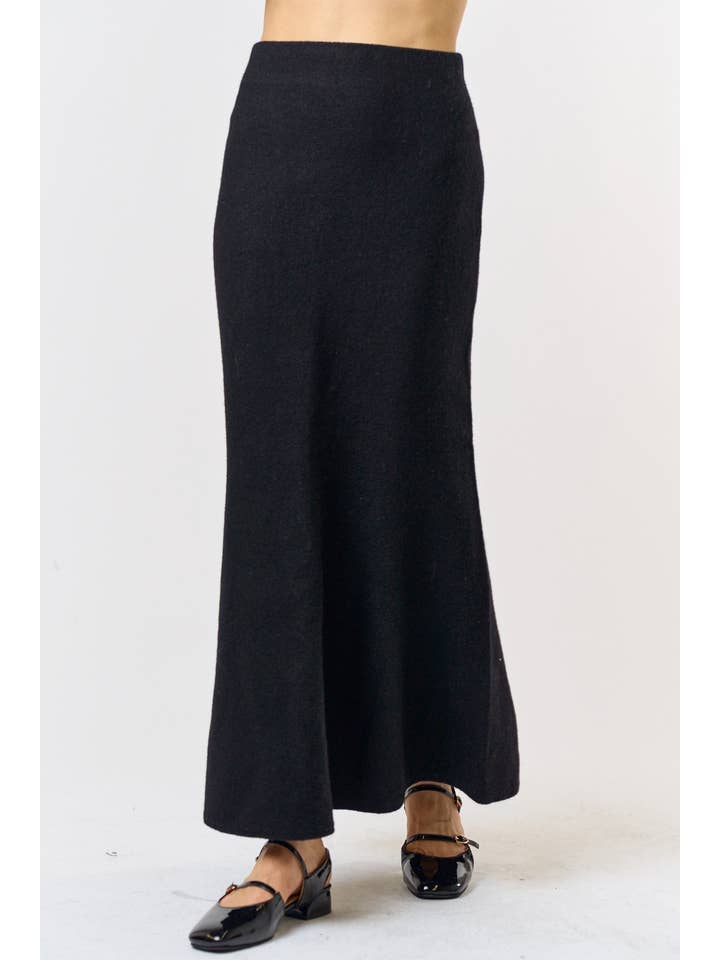 Black ILK4838 WOOL BLEND SWEATER MIDI SKIRT for wholesale on Faire
