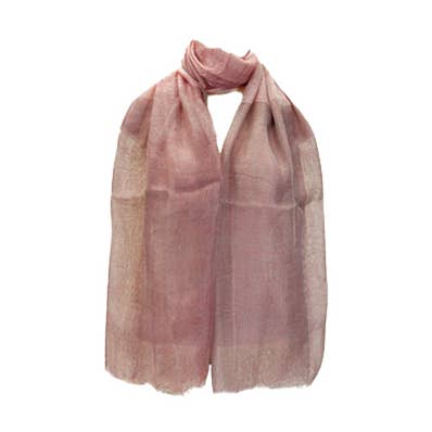 Sjaal, zijde en katoen transparante sjaal, perzik en grijs SLK171/PCH/GRY voor wholesale door World Treasure Trading