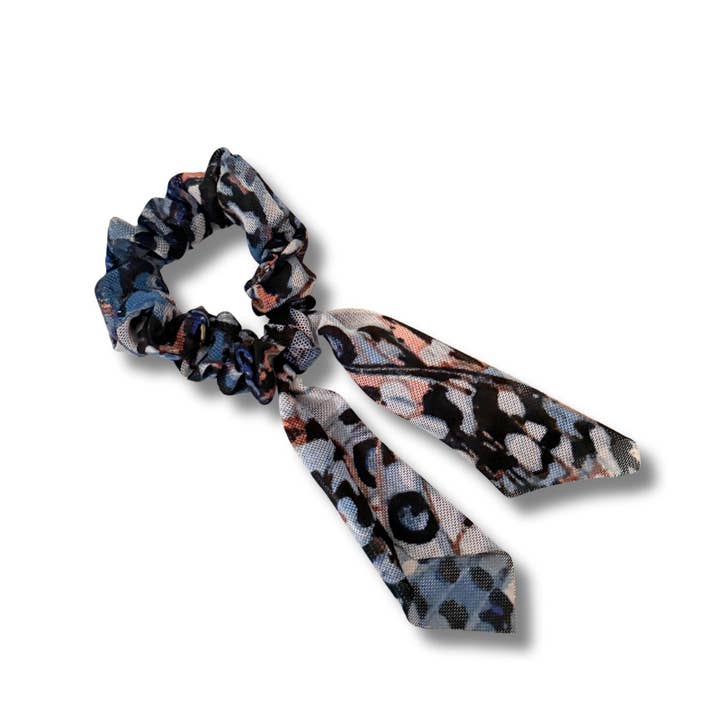 Chouchou avec ruban Mini "Bleu Minuit" pour la vente par Hairjewelz by Elle