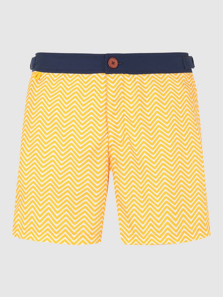 Short de bain à ceinture boutonnée Air Yellow Olympe pour la vente par GILI'S