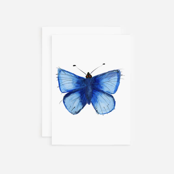 Blue Butterfly - Tarjeta de felicitación/nota para venta al por mayor de Teresa Sheeley Studios