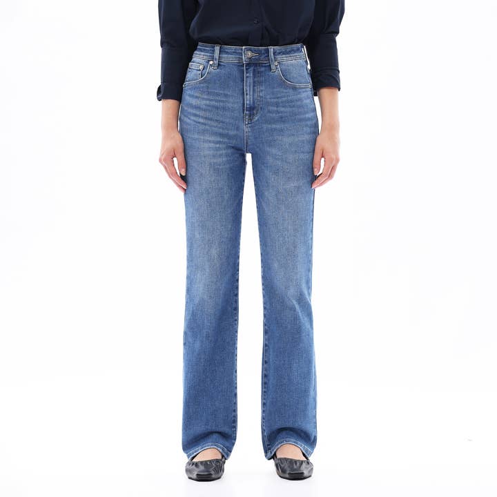 High Rise Straight Leg Denim Jeans Stretch OST5026 for wholesale by ONESO