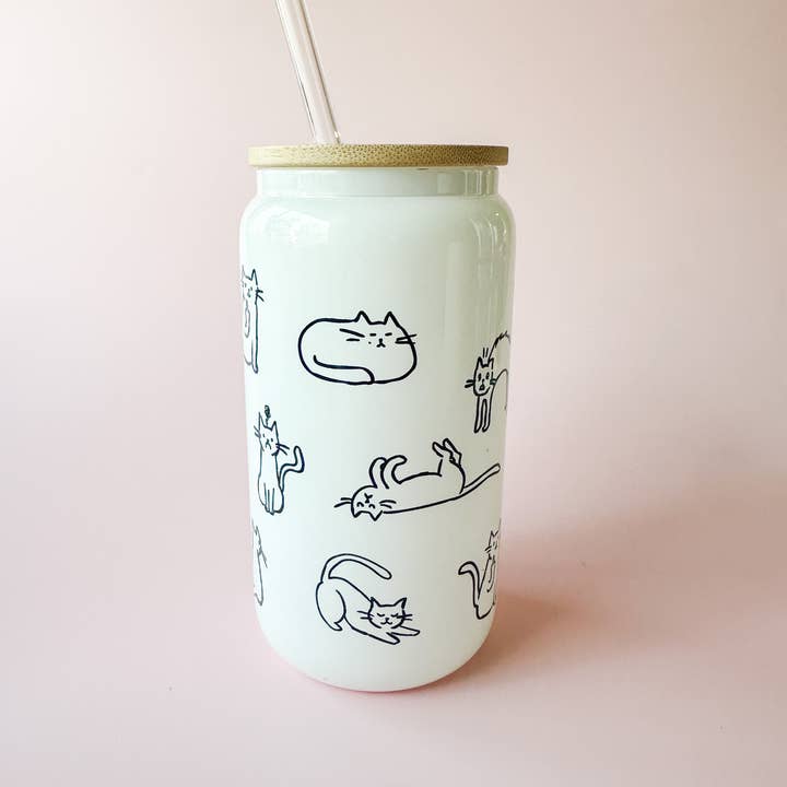 Cat Glass Can for wholesale by Ashley Frye Studio