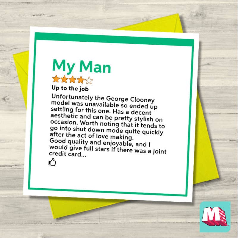 Maktus - Wholesale Everyday Greeting Card - My Man Review0