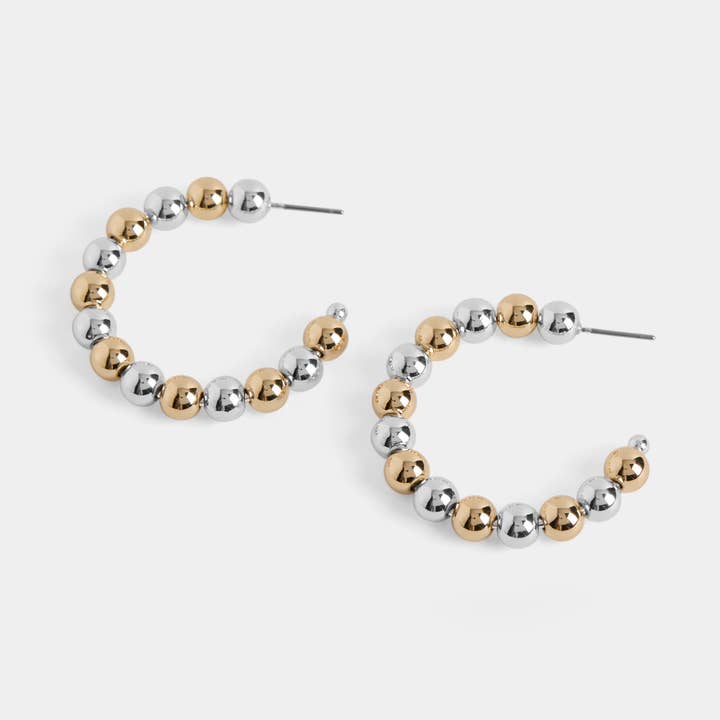 Mixed Metal Beaded Hoop - Mixed Metal for wholesale by Whispers