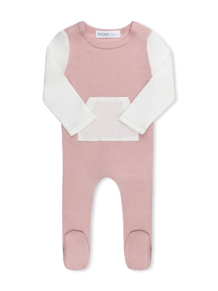 Pink Varsity Footie for wholesale by Niche bebe