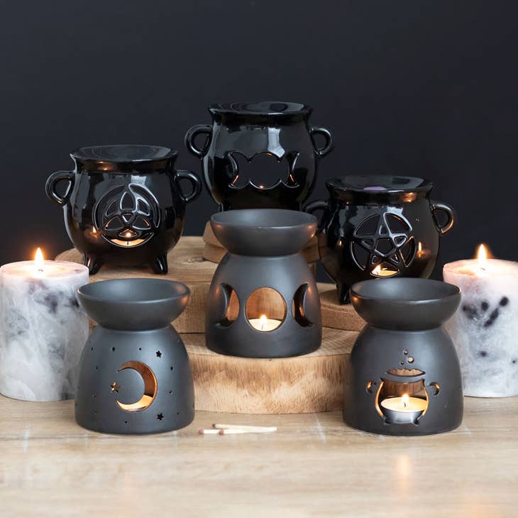 Embossed Ceramic Electric Wax Melter & Candle Warmer 2in1 (Black