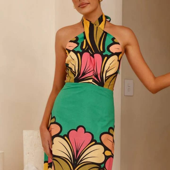 Tropical Halter Mini Dress for wholesale by EmberLoom