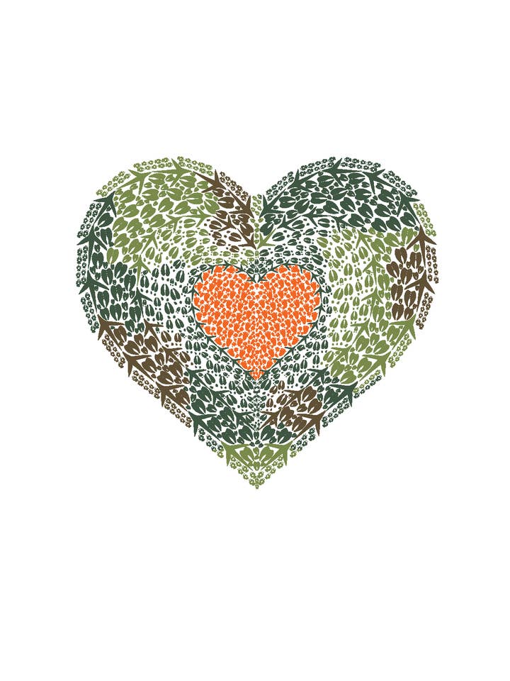 8 Camo Herz Notizkarte Cellopack für den Großhandel von Animal Track Designs