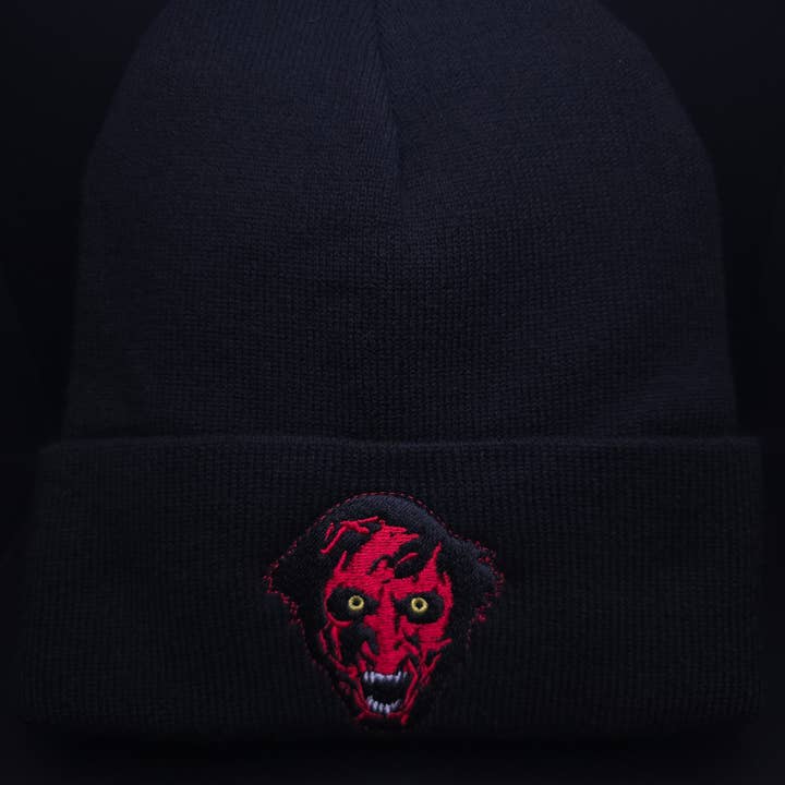 Gorro para Adulto Bordado con Demonio de Cara Roja para venta al por mayor de El Wicked Wardrobe